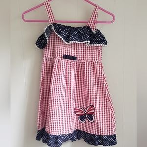 Girls red and blue 4th of July plaid dress size 6X
